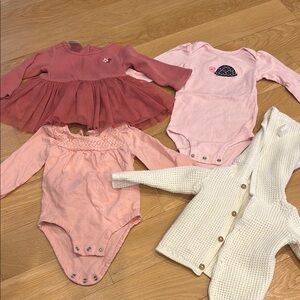 Baby Girl Long Sleeve Onesies and Cardigan Set